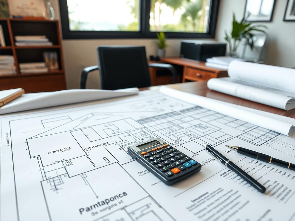 Blueprint of Costa Rica home construction project with financial documents Blueprint of Costa Rica home construction project with financial documents