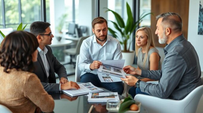 Business professionals discussing Costa Rica commercial loan options