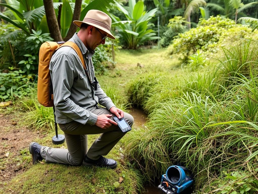 Environmental specialist conducting water management assessment for due diligence for project financing Costa Rica