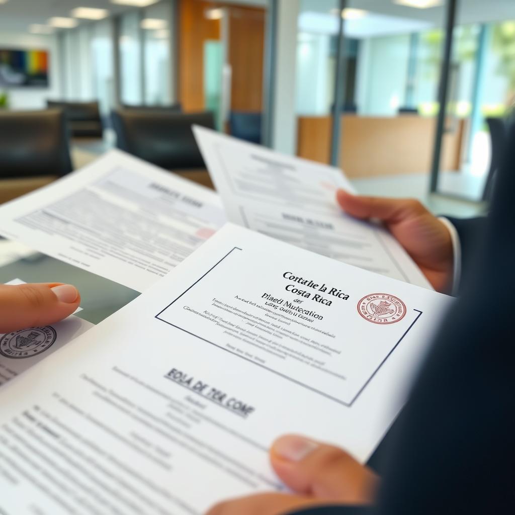 Legal documents being reviewed for due diligence for project financing Costa Rica