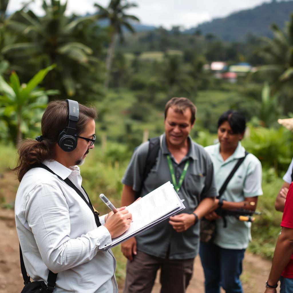 Professional conducting site visit for due diligence for project financing Costa Rica