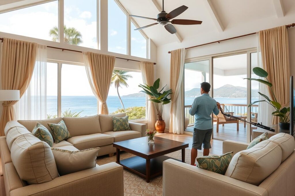 Property owner preparing Costa Rica home for professional listing photography